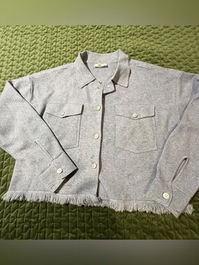 Mable blue long sleeve distressed jacket sweater size small